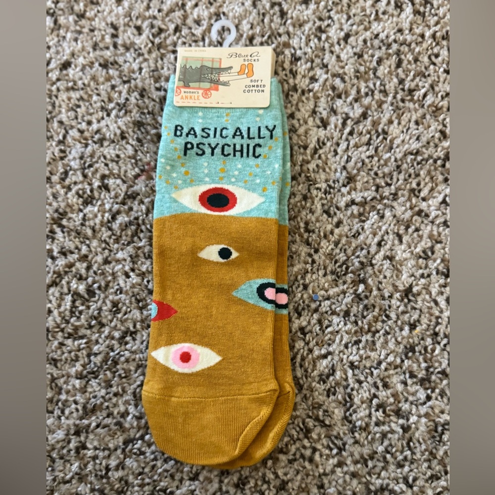 Blue Q Wonens Eye Design Socks - Mustard and Light Blue
